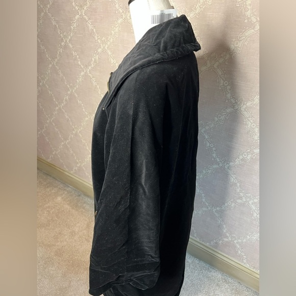 Brand New Anne Klein 90’s Black Crushed Velvet Winter Coat – Size S - Picture 6 of 9